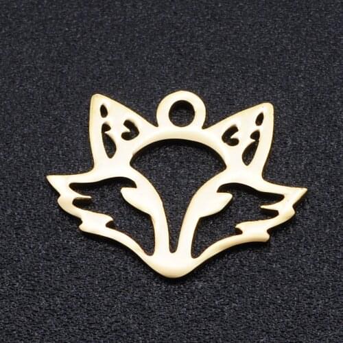5pcs/lot 100% Stainless Steel Fox Head Charm Pendants Wholesale DIY Necklace Bracelet Making Charms Jewelry Making Charms