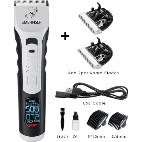 Professional Pet Clipper Rechargeable Dog Hair Trimmer Grooming Pets Cat Shaver Electric Scissors Mower LCD Show Haircut Machine