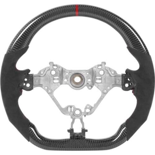 Carbon Fiber Steering Wheel Suede Hand Grips Red Stitching Fit for Subaru BRZ 2017 2018 2019 2020 Modification