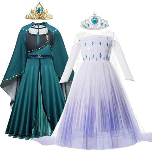 Elsa Anna Girls Princess Dress Up Outfit Birthday Christmas Party Clothing Costume Anne Halloween Clothes Dress