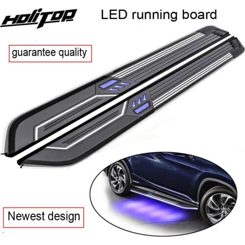 Hottest running board side bar nerf bar foot step for Jaguar F-PACE for Acura CDX, with blue LED light,load 300kg,Hot in China