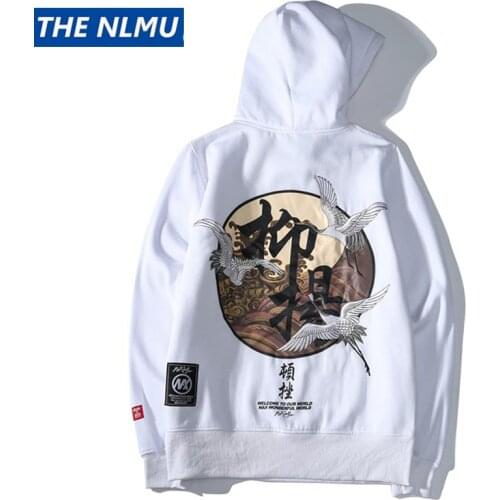 Hip Hop Bird Embroidery Hoodies Men 2018 Fashion Print Chinese Sweatshirts High Quality Cotton Autumn Clothing for Couple J0238