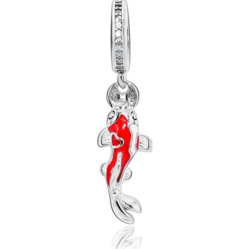 Universal Women gift 925 Sterling Silver Beads Koi Dangle Charm Fit Original Pandora Bracelets DIY Fashion Jewelry Gift