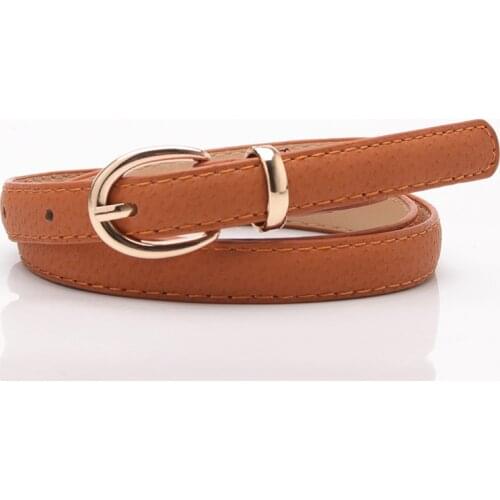 Solid Color Metal Buckle Belt Thin Skinny Belts For Women PU Leather Belt Female Straps Waistband Apparel Accessories