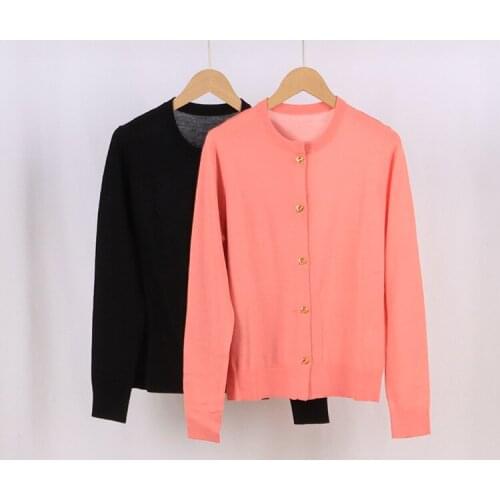 Women Sweater Autumn New 2021 Long Sleeve Cardigan Round Neck Single Breasted Commuter Knitted Sweater