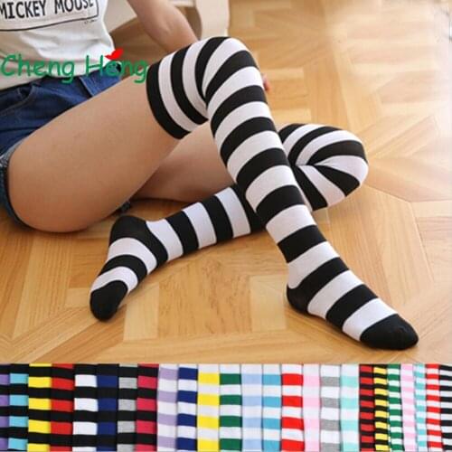 CHENG HENG 1 Pair New Long Tube Sock Lady Over The Knee Socks Japanese Thigh Socks Striped High Socks Socks Multicolor