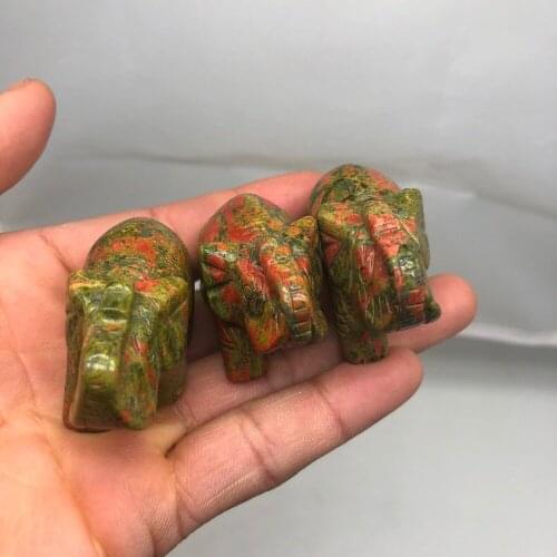 1pcs Natural quartz carved crystal elephant/healing reiki head