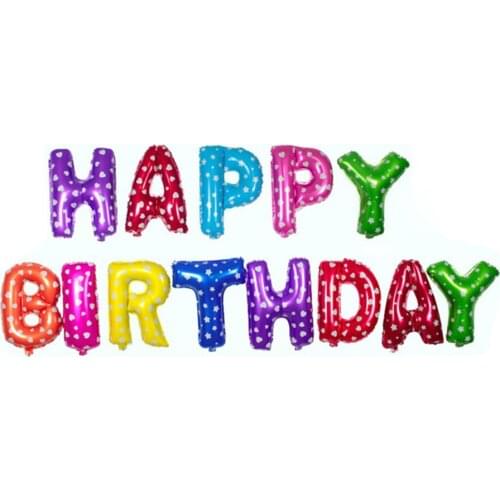 13psc/lot 16 Inch Happy Birthday letters Foil Balloons Gold Silver Blue Pink Colorful Party Decoration Balloon