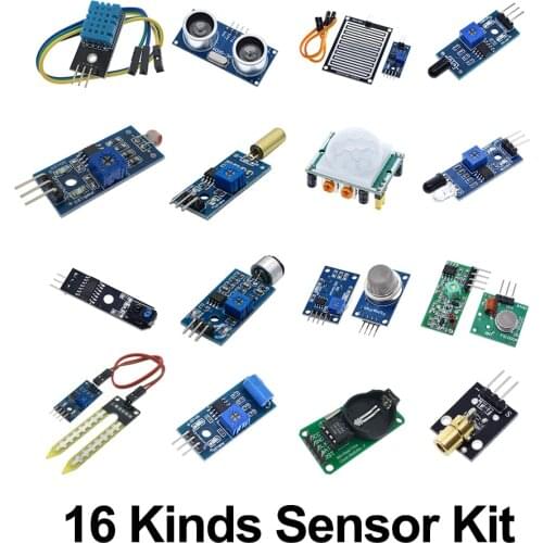 16pcs/lot Raspberry pi 2 3 the sensor module package 16 kinds of sensor for arduino kit