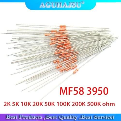 20pcs Thermal Resistor NTC MF58 3950 5% B 2K 5K 10K 20K 50K 100K 200K 500K ohm