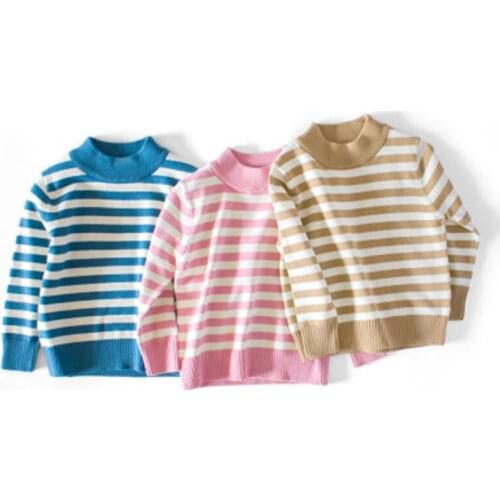 2019 Korean ChildrenS Striped Pullover Sweater Striped Round Neck Cotton Sweater Long Sleeve ChildrenS Clothing Pullover