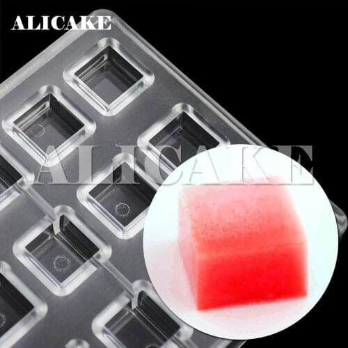 3D Polycarbonate Chocolate Molds Square Fondant Forms Tray Moldes Cake Baking Pastry Bakery Baker Tools Moulds
