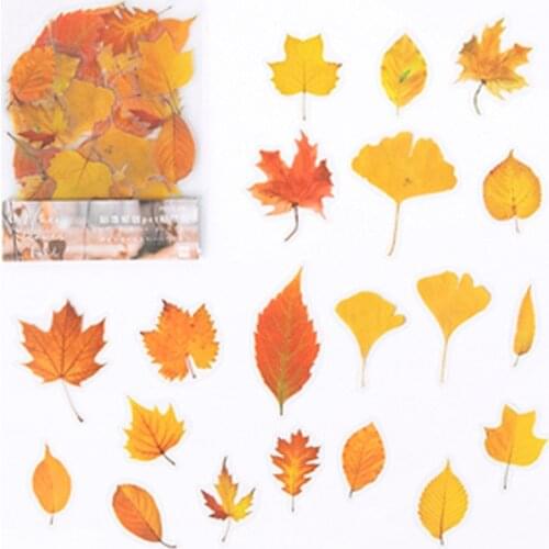 40 pcs /Pack Autumm Leaf Leaves PVC Diary Notebook Stickers DIY Decorative Sealing Paste