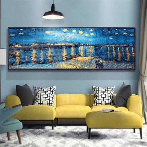 Abstract Starry Night Canvas Van Gogh Oil Famous Painting Wall Art Posters And Prints For Living Room Home Decor Wall Picture
