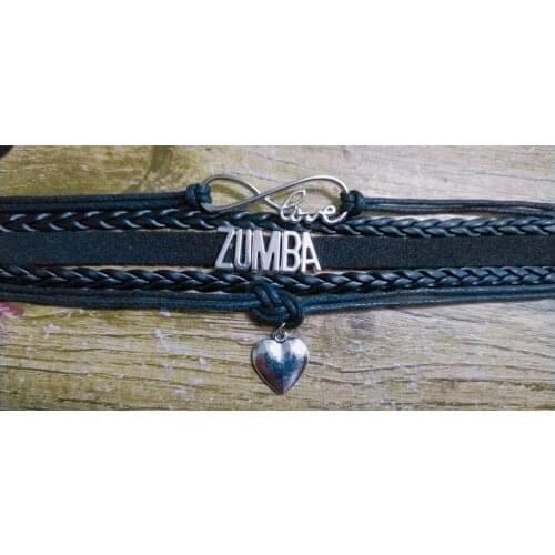 Love Zumba Bracelets Heart Charm Zumba Dancer Leather Bracelets Woman Girls Jewelry Gifts