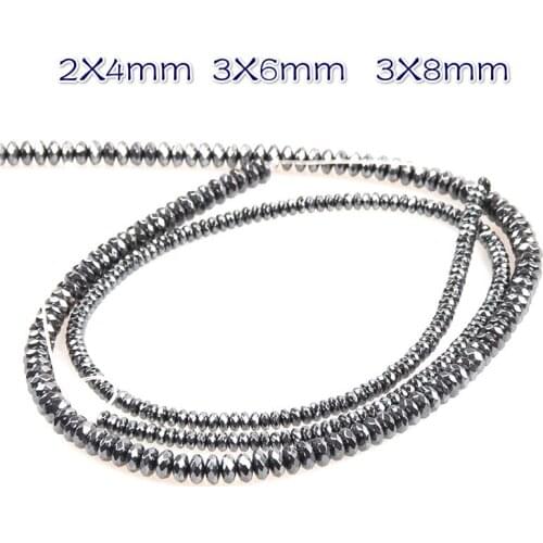 Natural Hematite Cut Abacus Loose Beads Black Magnet Abacus Beads For Making Jewelry DIY Bracelet Necklace Accessories 16 Inch