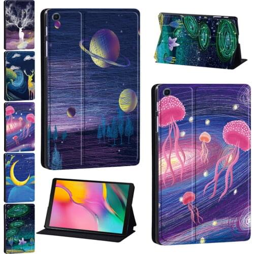 PU Leather Tablet Case for Samsung Galaxy Tab A 9.7"/10.1"/10.5"/Tab E 9.6"/Tab S5e 10.5"/Tab S6 Lite 10.4" Oil Painting Pattern