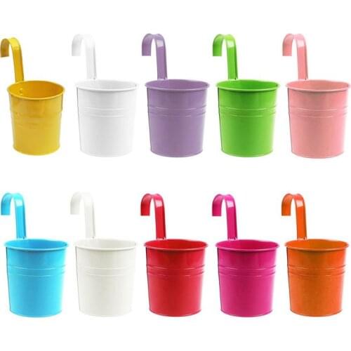 Flower pots Home Garden Decoration Hanging Succulents Planter Colorful Metal Iron Pot Yard Balcony Garden Plant Holder Bucket