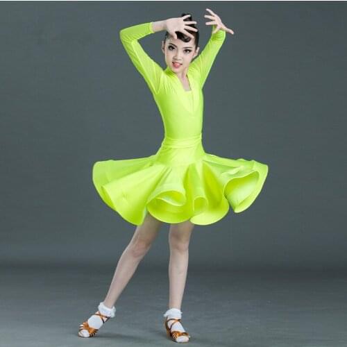 Childrens Latin Dance Costumes, Girls' Professional Competitions, Childrens Fluorescent Skirts, Practice Competition Regulatio