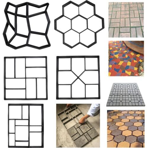 DIY Paving Mould Home Garden Floor Road Concrete Stepping Driveway Stone Path Mold Patio Maker Black Plastic Making