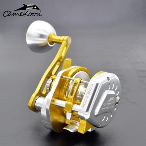 CAMEKOON Level Wind Device Reel Left/Right Handle13+2Max Drag 35KG Full Metal Alloy Drum Reel Saltwater Deep Sea Game Fishing