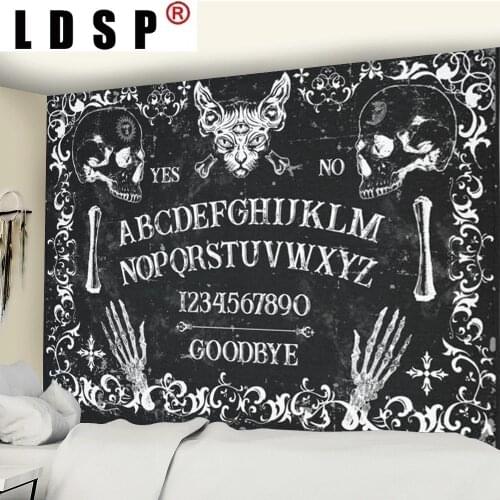 LDSP Tapestry Letter White Black Wall Hanging Mural Background Wall Rugs Beach Towel Fabric Blanket Dorm Living Home Decor