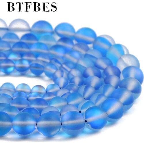 BTFBES Lake Blue Frosted Matte Labradorite natural Stone Round Spacer loose beads For Jewelry Making DIY Bracelet 15'' 6/8/10mm
