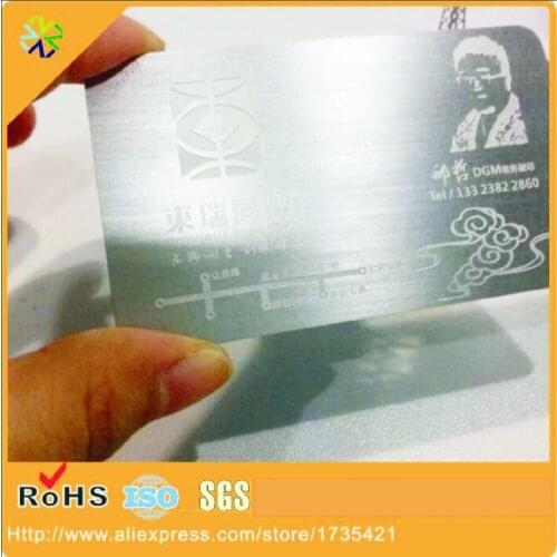 Logo etched stainless steel metal business card
