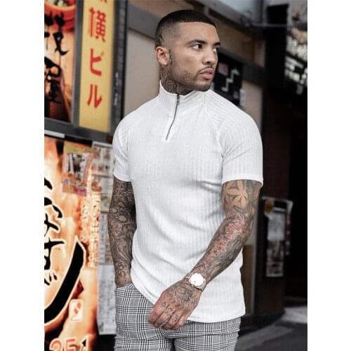 Men Workout Solid Tops Mens New Brand Short Sleeve T-shirt Men Knitting Sleeve Style T-shirt Undershirt