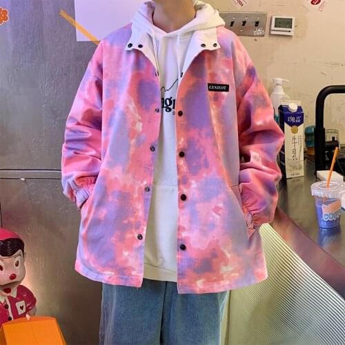 Tie dyed coat mens hip hop fashion brand two-sided jacket, new clothes in spring and autumn, ruffian and handsome modis stone