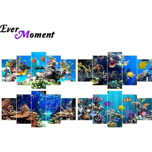 Ever Moment Diamond Painting Full Square Resin Drill Gift Mosaic 5D Multi-picture Deep Sea Fish Diamond Display Kits 1M023