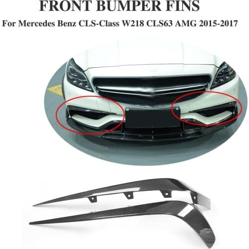 Carbon Fiber Front Fins Splitters moulding trims for Mercedes Benz CLS-Class W218 CLS63 AMG Sedan 4-Door 2015-2017 2PCS/Set