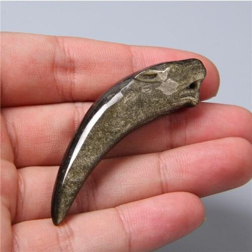 High Quality Natural gold black obsidian Leopard charm pendant animal healing gem stone pendant for jewelry making wholesale