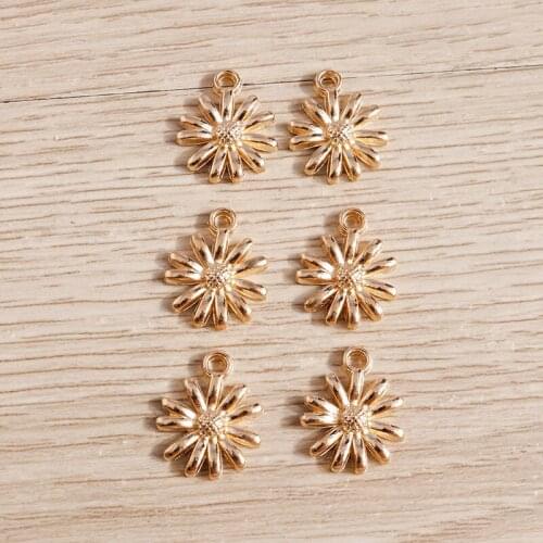 40pcs 12*15mm Alloy Gold Color Small Sunflower Charms Pendant for Making Necklaces Earrings Bracelets DIY Jewelry Findings Craft