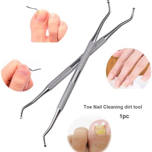Useful Ingrown Toe Nail Hook Double-Head Paronychia Pedicure Stainless steel Foot Nail Dirt Cleaning Spoon Nail Care Clean Tool