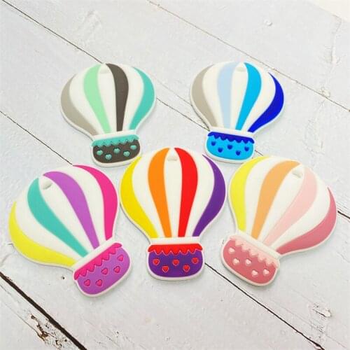 5/10pcs Baby Teether Silicone Hot Air Balloon Shape Food Grade Silicone Teether Bead Kids DIY Handmade Necklace Toys Accessories