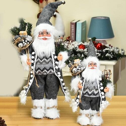Gray Robe Santa Claus Doll Figurine Toy Decoration Christmas Gifts Mall Family Window Ornaments