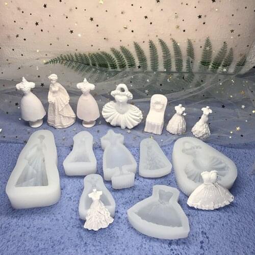 Wedding Dress Silicone Mold for Candle Aromatherapy plaster ornaments Making Mold DIY Wedding Dress Wedding Decor Epoxy mold