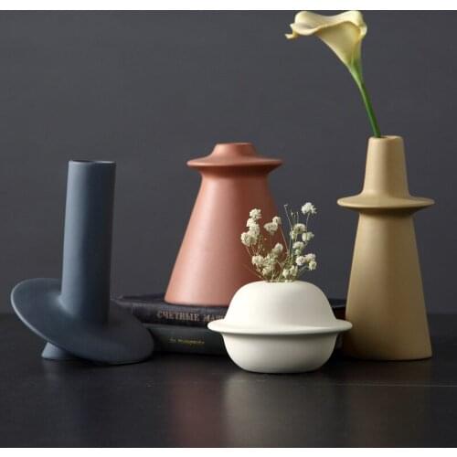 Nordic Geometric Irregular Morandi Vase Ceramic Decoration Creative Frosted Living Room Dried Flower Vase Simple Decoration