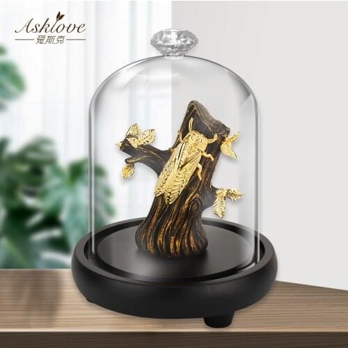 Gold Foil Cicada Statues Bonsai HandiCrafts Animal Cicada Statue Figurine TV Cabinet Home Decoration Animal decorative statues