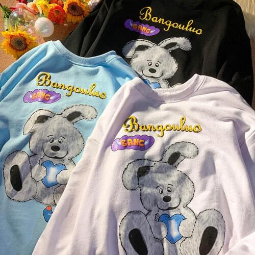 Hip Hop Teens Girls Rabbit Cartoon Sweatshirt Women Harajuku Fashion Clothes Japanese Fashion Pullovers 2021 Autumn Winter Tops