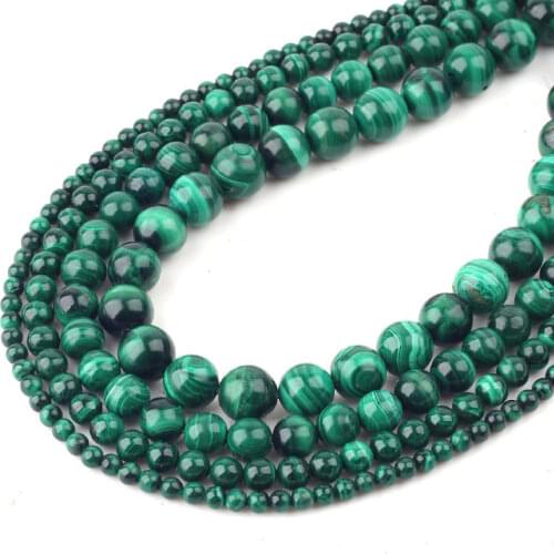 High quality 100% Natural Genuine AAA+ Green Malachite Gem Stone Round Beads 4 6 8 10MM For DIY Jewelry Necklace Bracelet Making