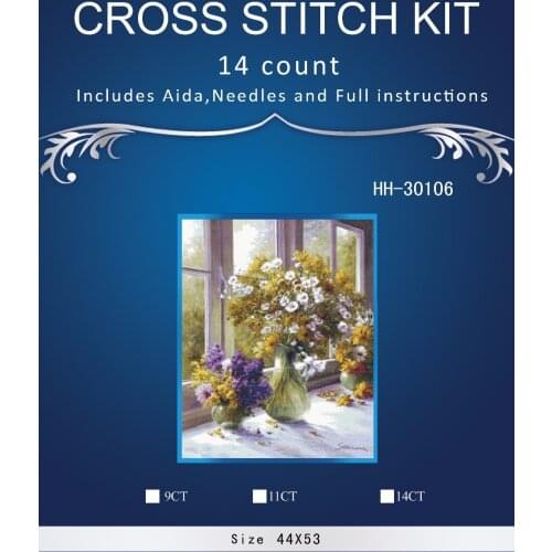 Top Quality Beautiful Lovely Counted Cross Stitch Kit Similar Dim cross stitch Similar DMC similar dim vase flowers HH-30106