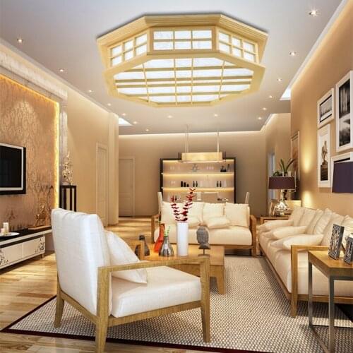Japanese tatami room Ceiling Lights octagonal wooden lamp light sheepskin study creative personality logs ceiling lamp LO7283