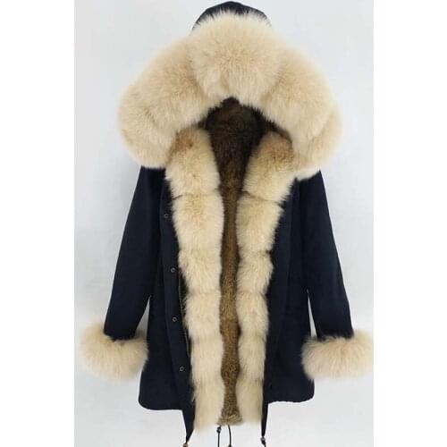 2020 Womens new winter Parka natural real fox fur big collar parka fox fur threshold and Rabbit fur liner one parka jacket