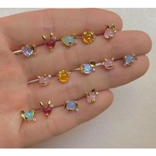 Aide INS Fashion Jewelry Gold Plating Forest Animals Stud Earrings for Women Piercing Earrings Brincos Bijoux Femme Aretes Gifts