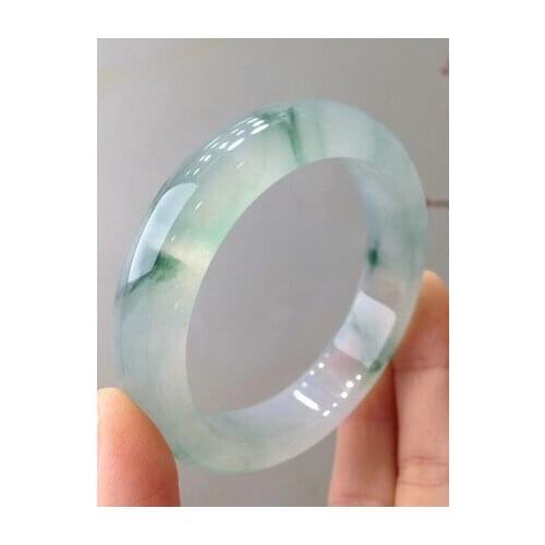 Zheru Jewelry Natural Burmese Jade Light 54-64mm Bracelet Elegant Princess Jewelry Best Gift for Mother and Girlfriend