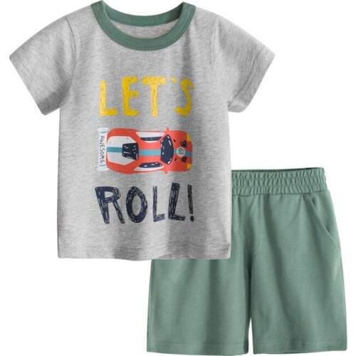 ZWY966 Children Cotton Baby Boy Girl Clothes Summer Sport T-shirt Shorts 2Pcs/sets Cotton Outfit Kids Toddler Tracksuits