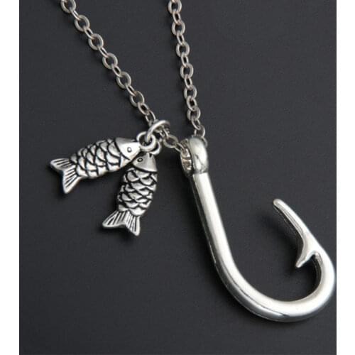 1pc Fishhook Necklace Fish Hook Charms Fishing Jewelry Man Gift Engagement Gift For Father