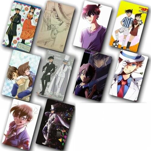 100PCS Anime Detective Conan Adhesive Card Stickers DIY Waterproof BUS Bank Cards Decorative Classic toy gift